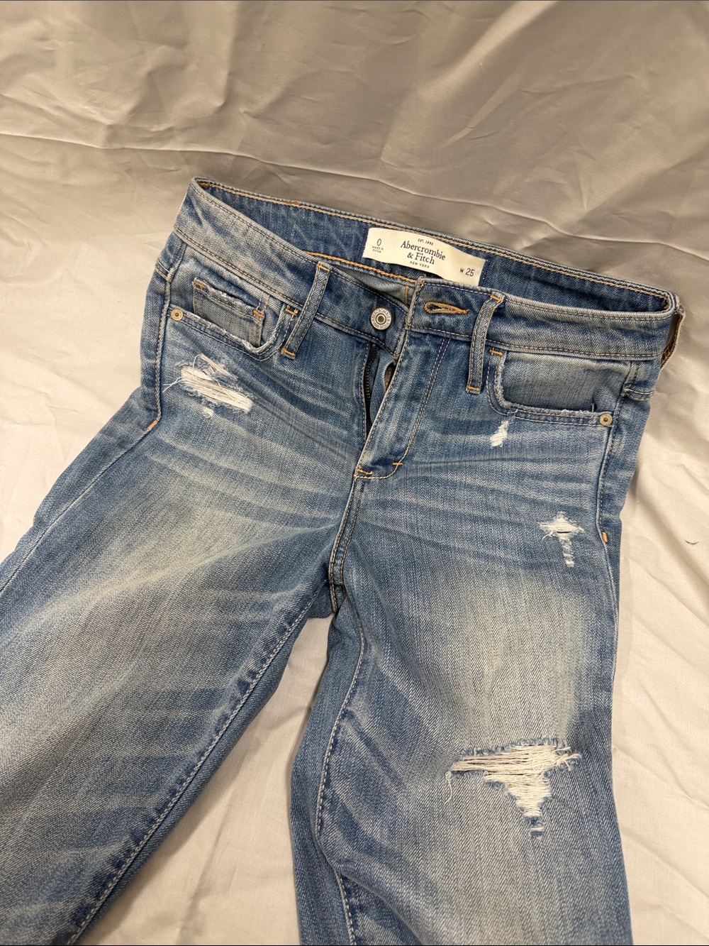 Abercrombie & Fitch Light Blue Skinny Distressed Jeans